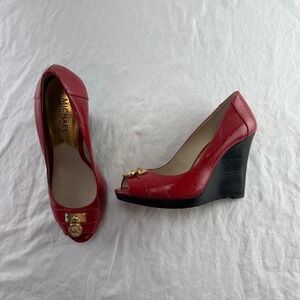 Michael Kors Hamilton Wedges Cherry Red Women's 7M
